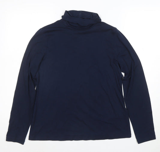 Lands' End Women's Blue Roll Neck Long Sleeve Stretch Top Size M