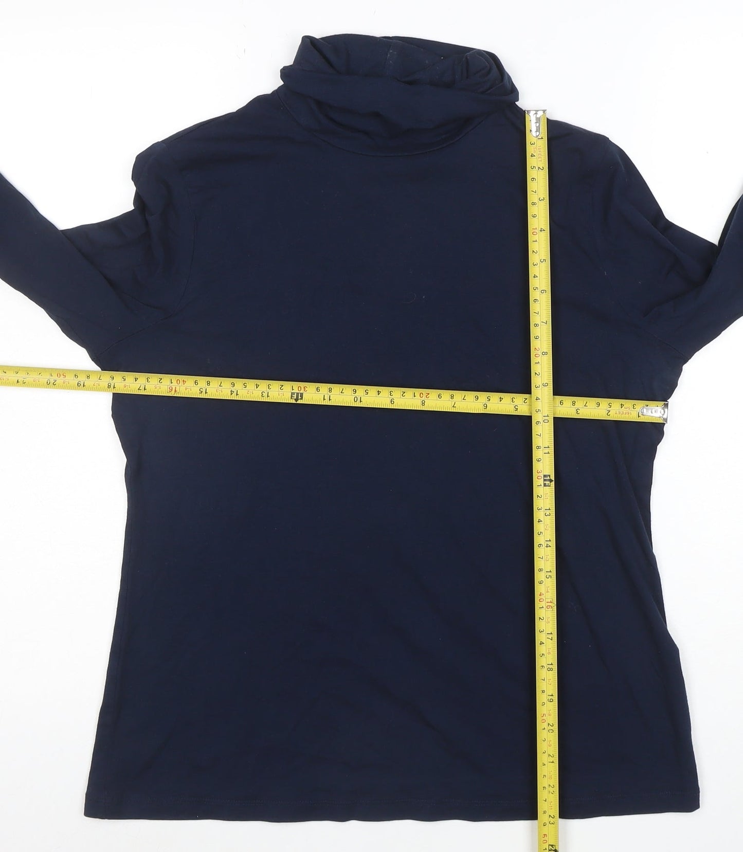 Lands' End Women's Blue Roll Neck Long Sleeve Stretch Top Size M