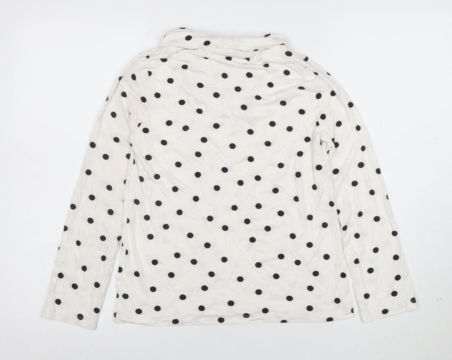 Marks and Spencer Women’s White Polka Dot Bow Neck Long Sleeve Blouse Size 10
