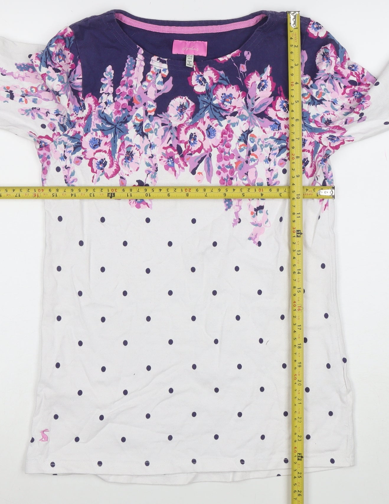 Joules Womens Multicoloured Floral Polka Dot Cotton Tunic Top Size 10