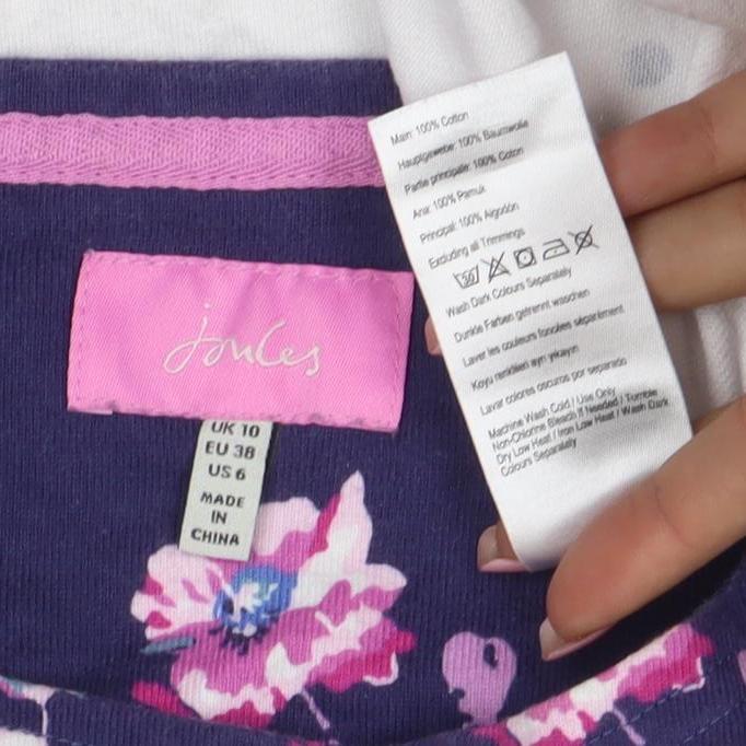 Joules Womens Multicoloured Floral Polka Dot Cotton Tunic Top Size 10
