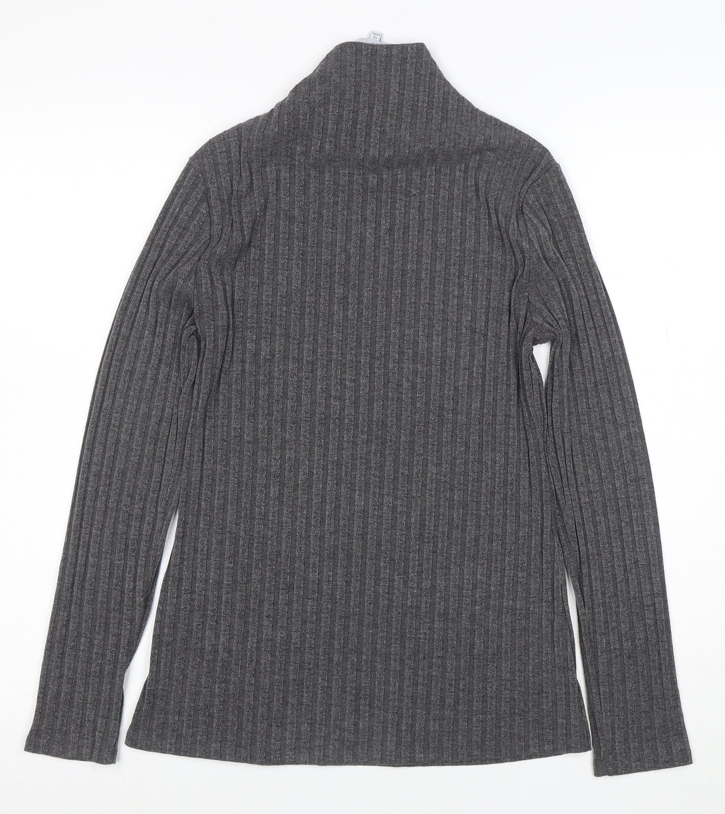 Principles by Ben de Lisi Petite Women's Grey Roll Neck Button Knit Top Size 12