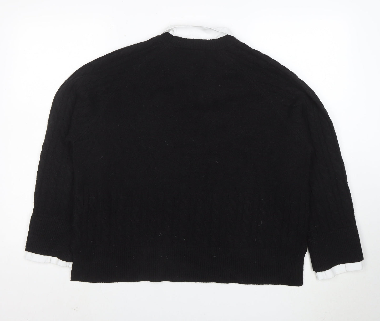 Next Women’s Black Collared Cable-Knit Jumper Size 16