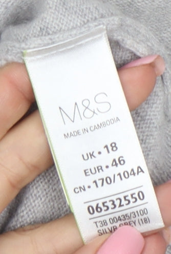 Marks and Spencer Women’s Grey 100% Cashmere Cardigan Size 18