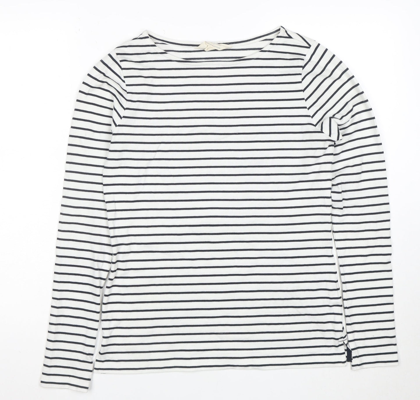 Mountain Warehouse Womens White Navy Striped Long Sleeve Cotton Top S