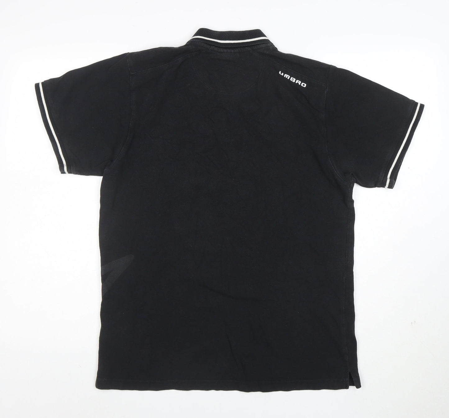 Umbro Men's Black Small Cotton Short Sleeve Polo Shirt