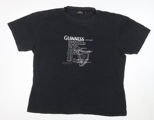 Guinness Men's Black Graphic Beer Logo Cotton T-Shirt Size L