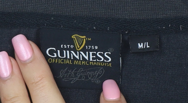 Guinness Men's Black Graphic Beer Logo Cotton T-Shirt Size L