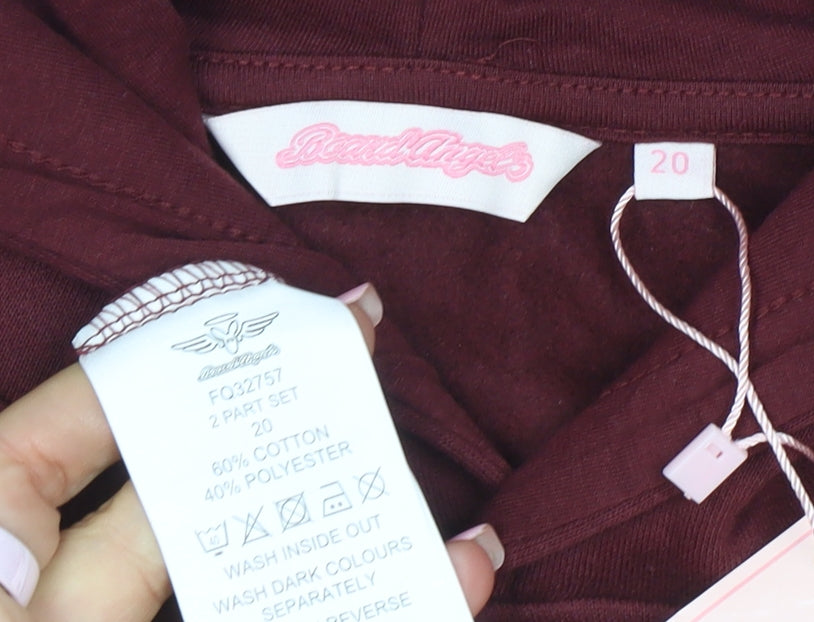 Beach Angels Womens Burgundy Pullover Hoodie Size 20 Cotton Blend