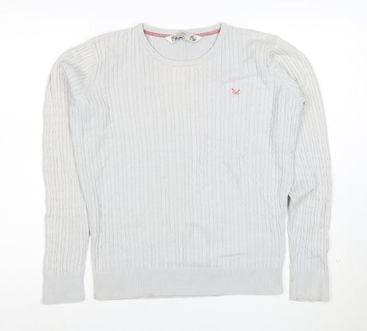 Crew Clothing Co. Womens Grey Cotton Cable-Knit Jumper M