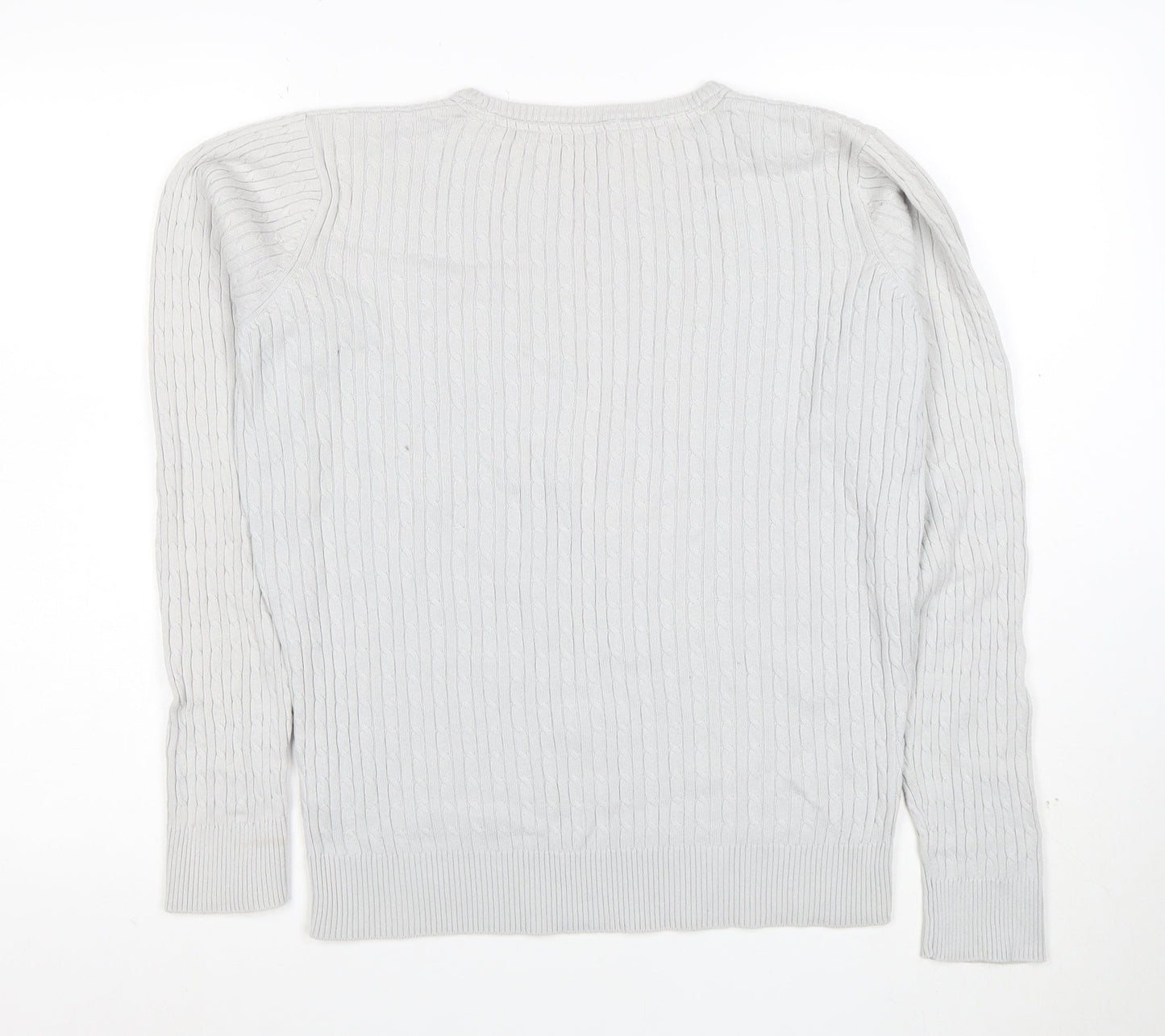 Crew Clothing Co. Womens Grey Cotton Cable-Knit Jumper M