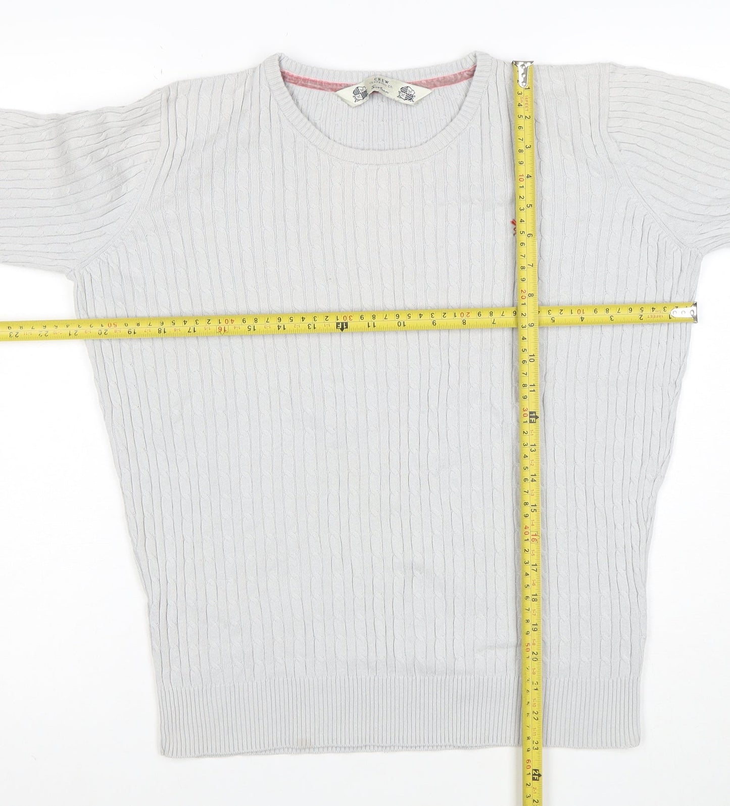 Crew Clothing Co. Womens Grey Cotton Cable-Knit Jumper M