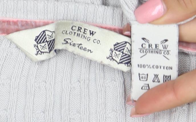 Crew Clothing Co. Womens Grey Cotton Cable-Knit Jumper M