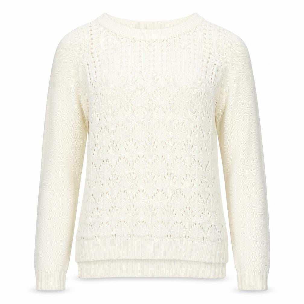 Oasis Women Ivory Knit Pullover Jumper M Classic Long Sleeve