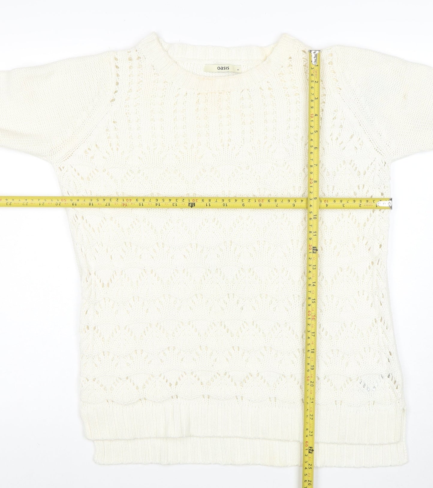 Oasis Women Ivory Knit Pullover Jumper M Classic Long Sleeve