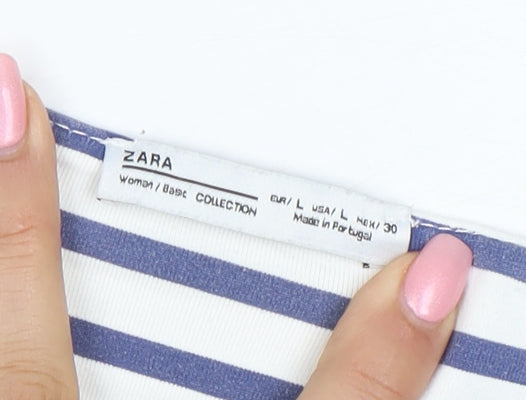 Zara Women Blue White Striped Cotton Tank Top Size 14