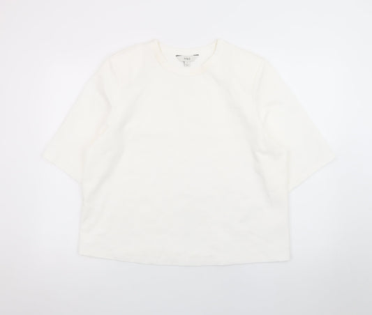 Marks and Spencer Unisex White Cotton Crew Neck Short Sleeve T-Shirt Size 16