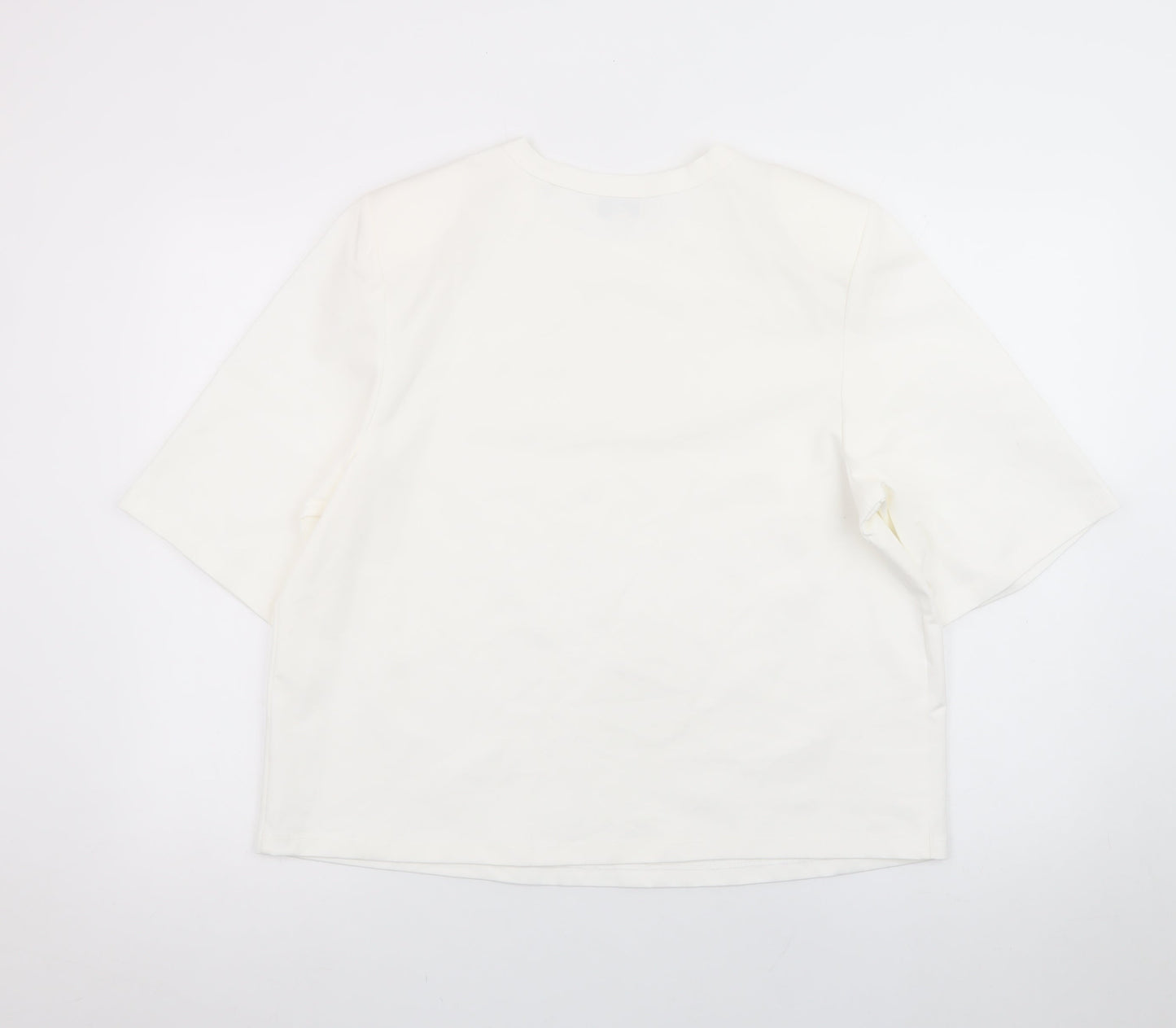 Marks and Spencer Unisex White Cotton Crew Neck Short Sleeve T-Shirt Size 16