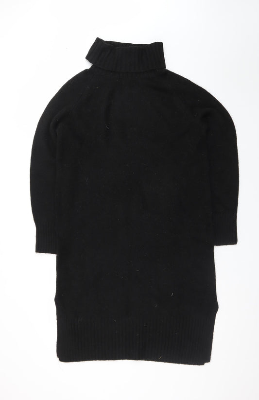 H&M Women’s Black Wool Roll Neck Knee Length Sweater Dress Size S