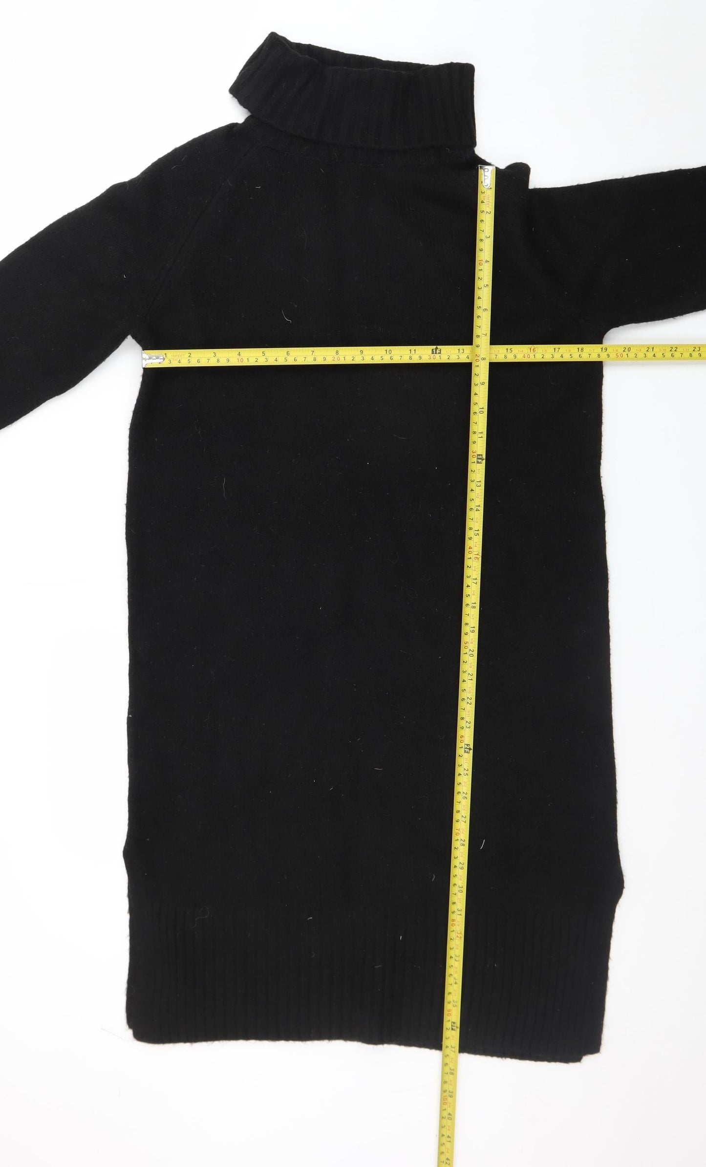 H&M Women’s Black Wool Roll Neck Knee Length Sweater Dress Size S