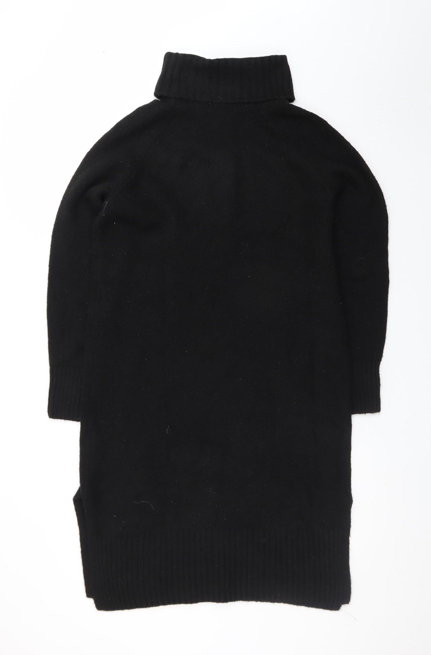 H&M Women’s Black Wool Roll Neck Knee Length Sweater Dress Size S