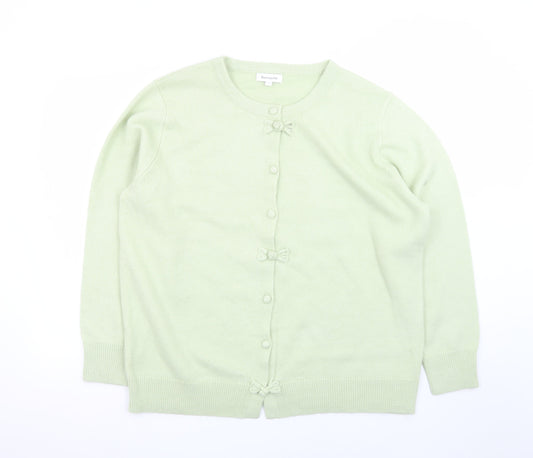 Bonmarché Women’s Green Cardigan Size 18 Bow Detail Acrylic Knit