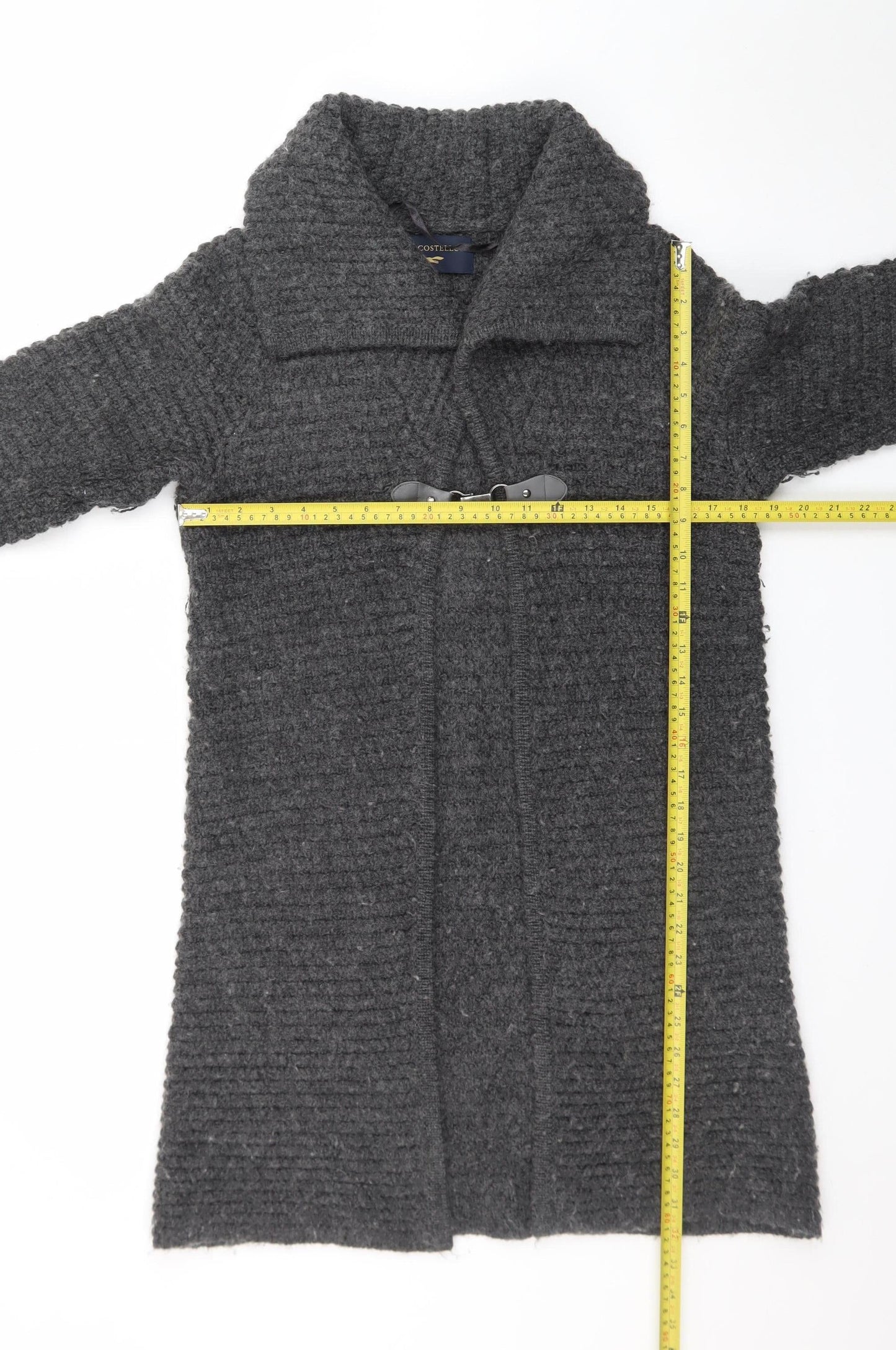 Paul Costelloe Men's Grey Wool Alpaca Chunky Knit Cardigan L
