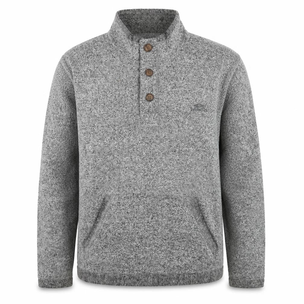 Weird Fish Mens Grey Henley Knit Jumper L High Neck Pullover