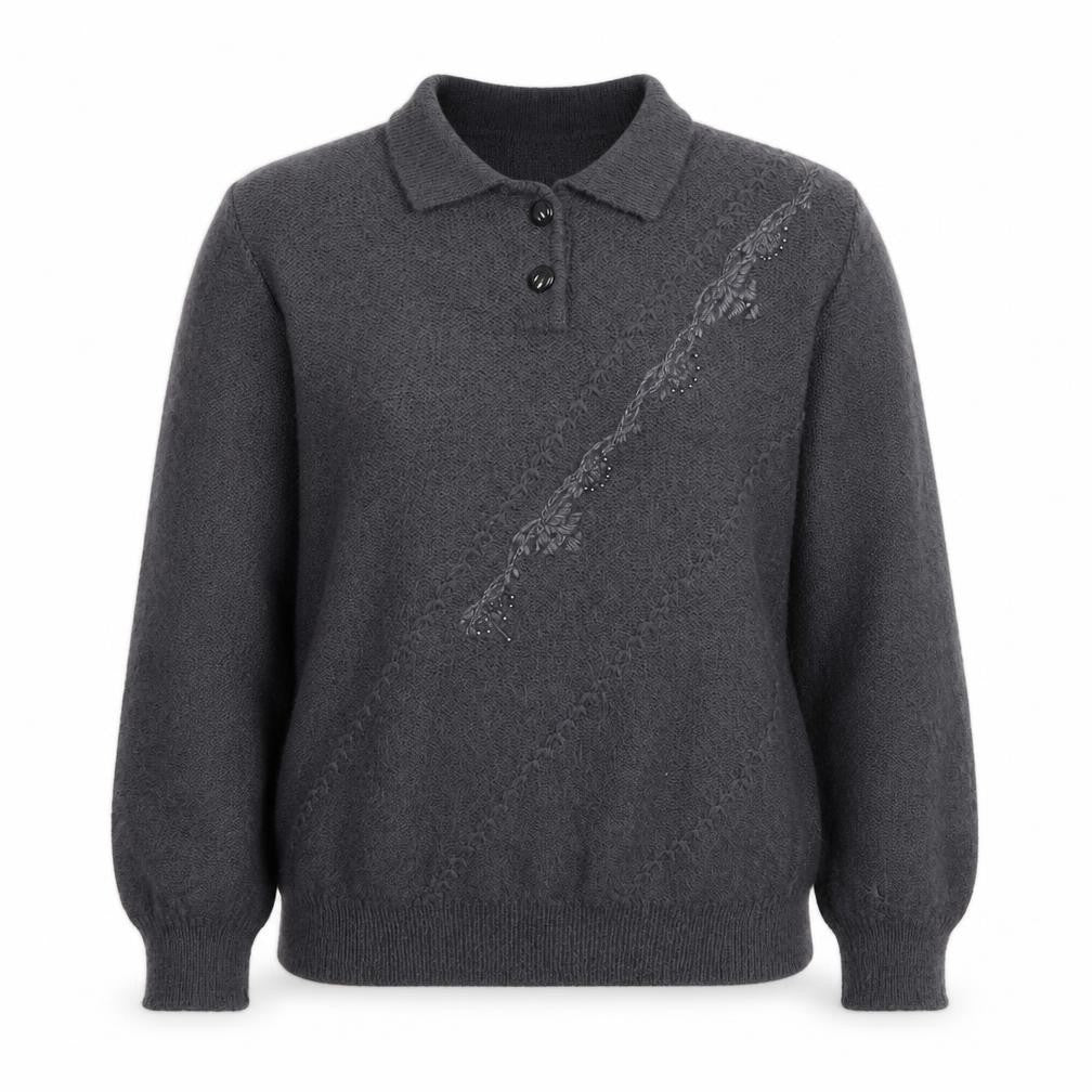 Sabri & Lory Women’s Grey Mohair Collared Pullover Jumper L