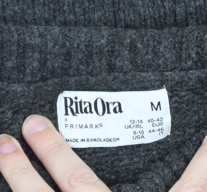 Rita Ora x Primark Women Grey Roll Neck Wool Blend Jumper Size M 12-14