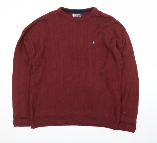 Chaps Ralph Lauren Men's Red Cotton Cable-Knit Jumper L