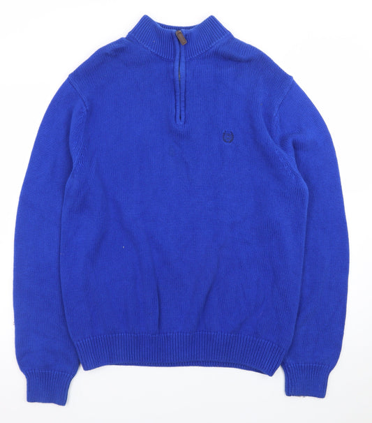 Chaps Men's Blue XL 1/4 Zip Cotton Knit Jumper