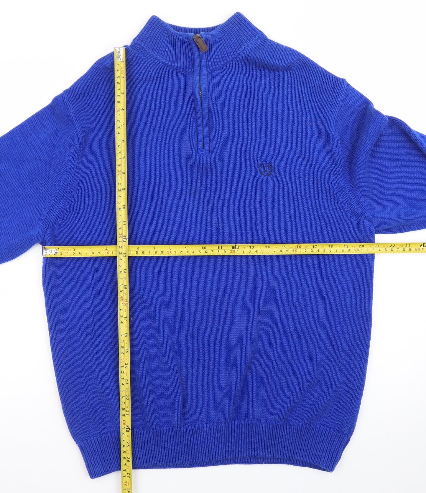 Chaps Men's Blue XL 1/4 Zip Cotton Knit Jumper