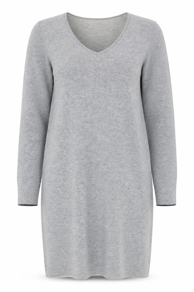 White Stuff Womens Grey Knit V-Neck Sweater Dress Size 10