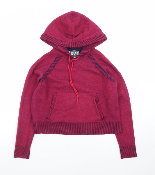 BAM Women's Red Wool Blend Hooded Pullover Jumper Size S