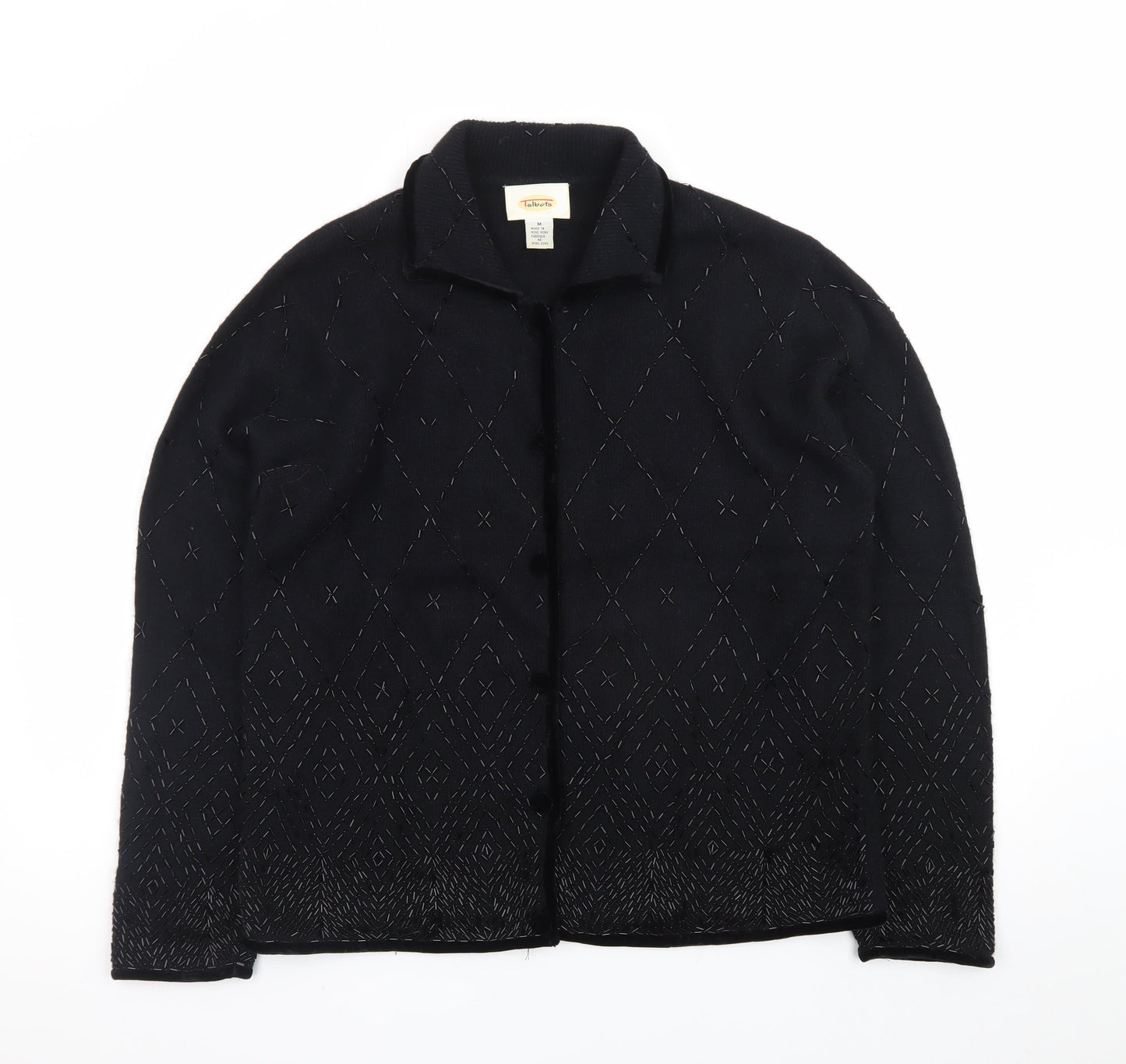 Talbots Women’s Black Wool Angora Collared Cardigan M