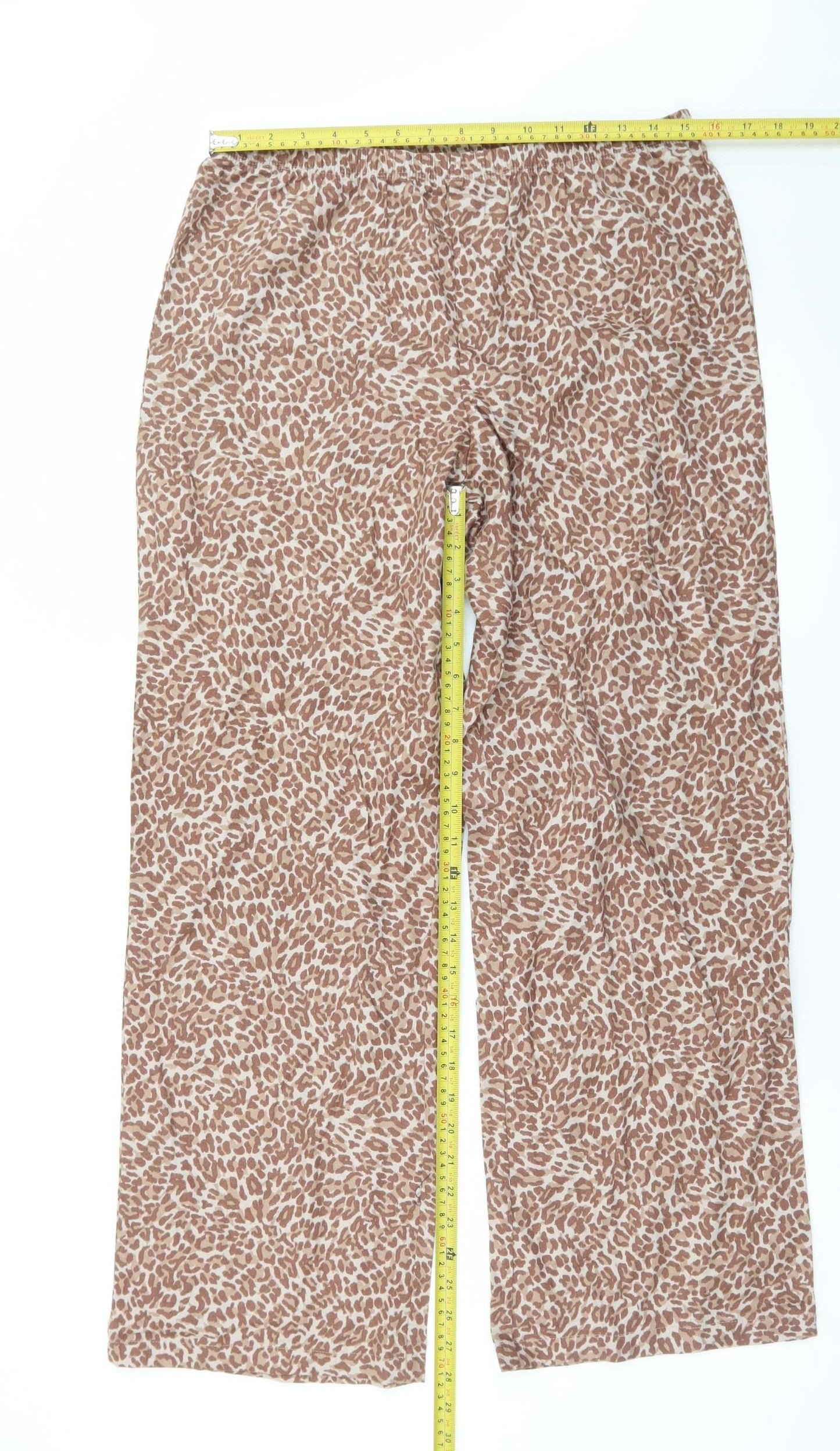 Marks and Spencer Women’s Brown Animal Print Wide-Leg Trousers M
