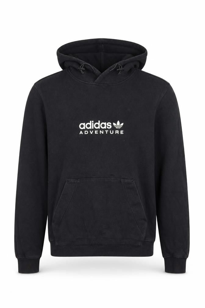 adidas Men Black XS Pullover Hoodie Adventure Logo Fleece Sweatshirt