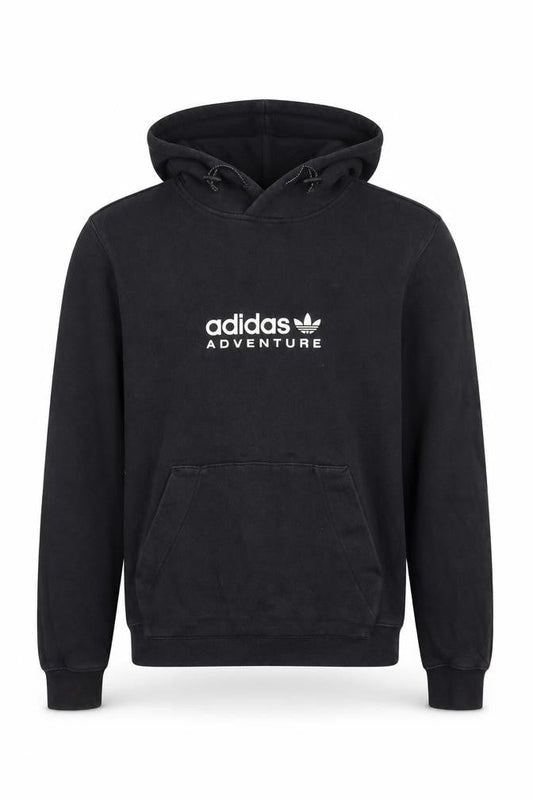 adidas Men Black XS Pullover Hoodie Adventure Logo Fleece Sweatshirt
