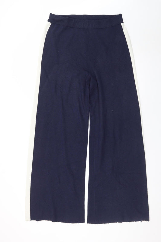 Marks and Spencer Womens Blue Wide-Leg Knit Sweatpants M