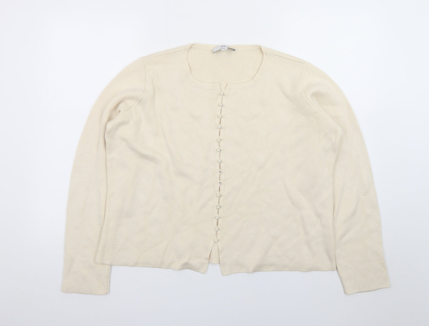 Marks and Spencer Women Beige Large Button Knit Cardigan