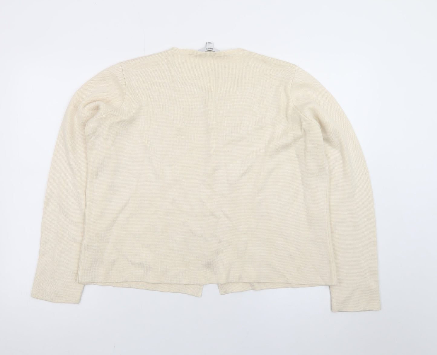 Marks and Spencer Women Beige Large Button Knit Cardigan