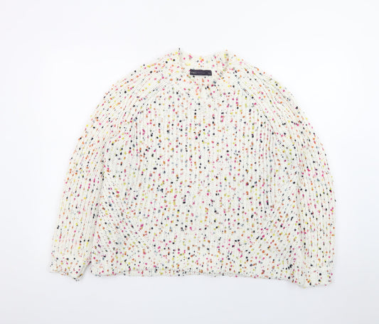 Marks and Spencer Women's Cream Multicoloured Speckled Knit Jumper Size M