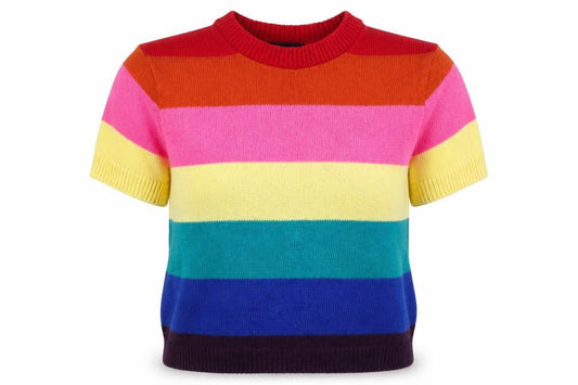 New Look Women Multicoloured Stripe Short Sleeve Knit Jumper Size S