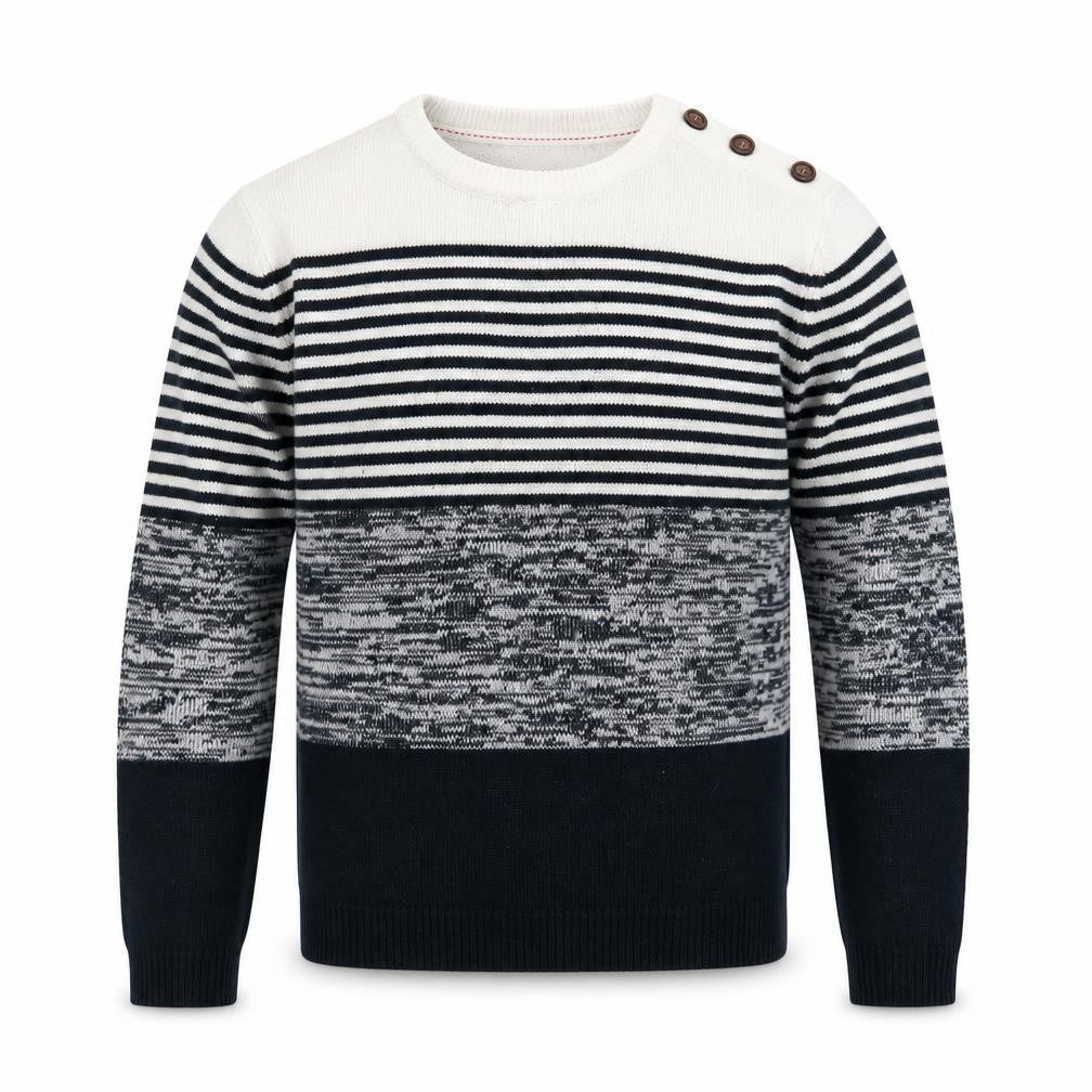 Brave Soul Men's Blue Striped Knit Crew Neck Pullover Jumper Size L