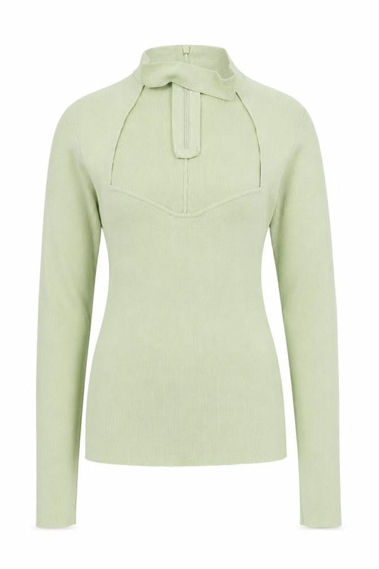 Zara Women’s Green High Neck Long Sleeve Slim Knit Jumper Size 8