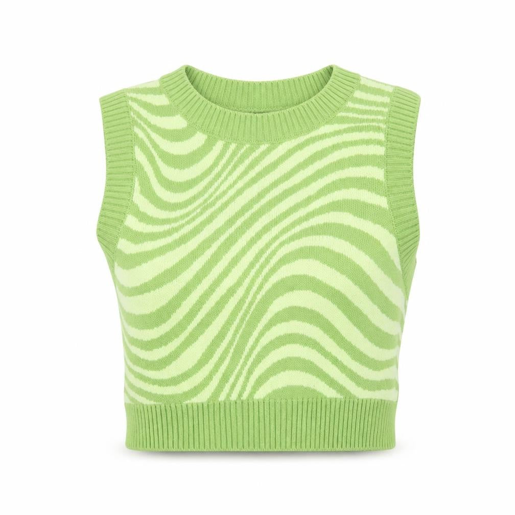 H&M Divided Women Green Crew Neck Sleeveless Knit Vest Size 12