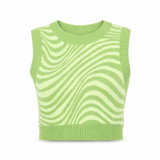 H&M Divided Women Green Crew Neck Sleeveless Knit Vest Size 12