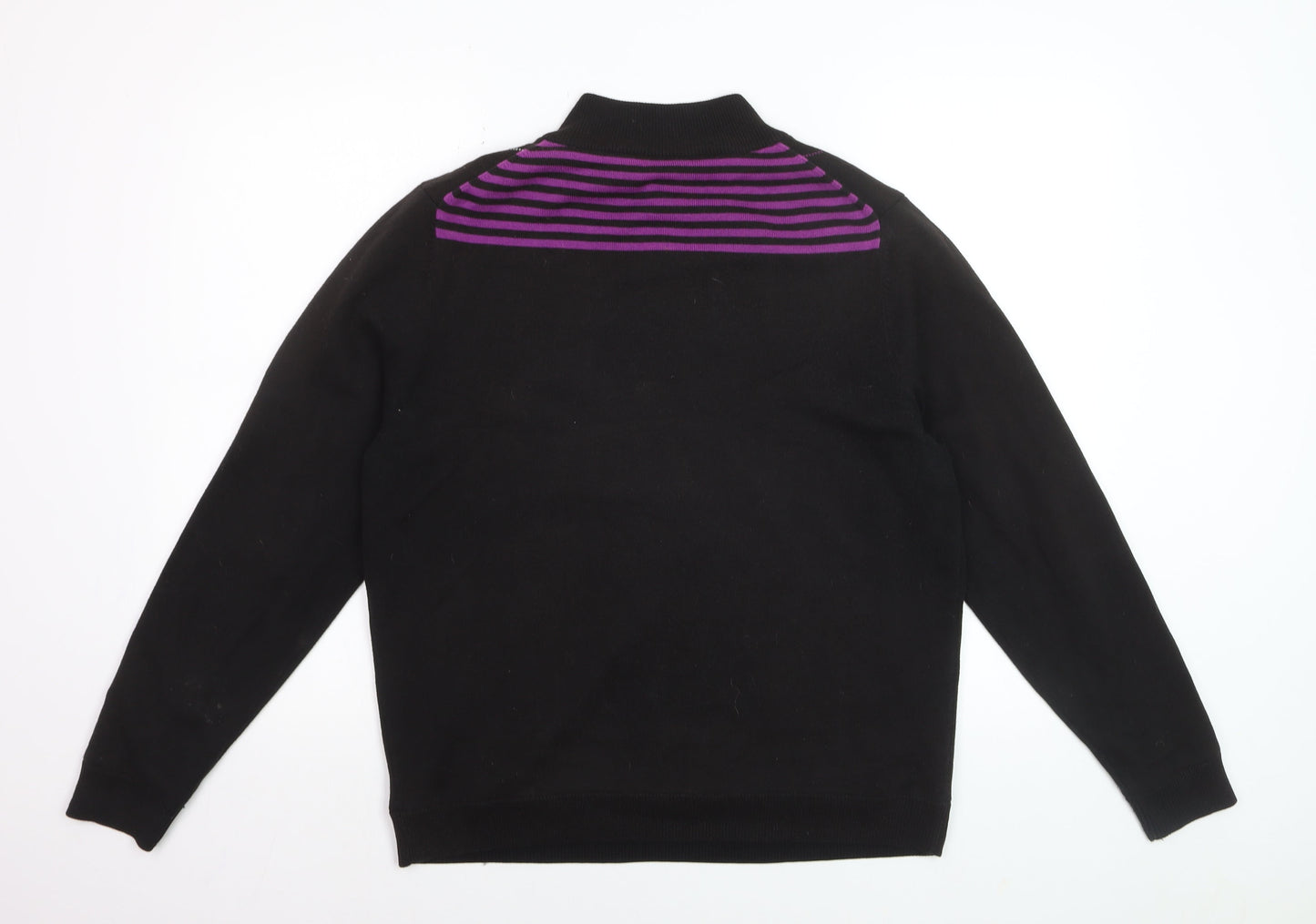 Green Lamb Women's Black Argyle 1/2 Zip Jumper Size 16