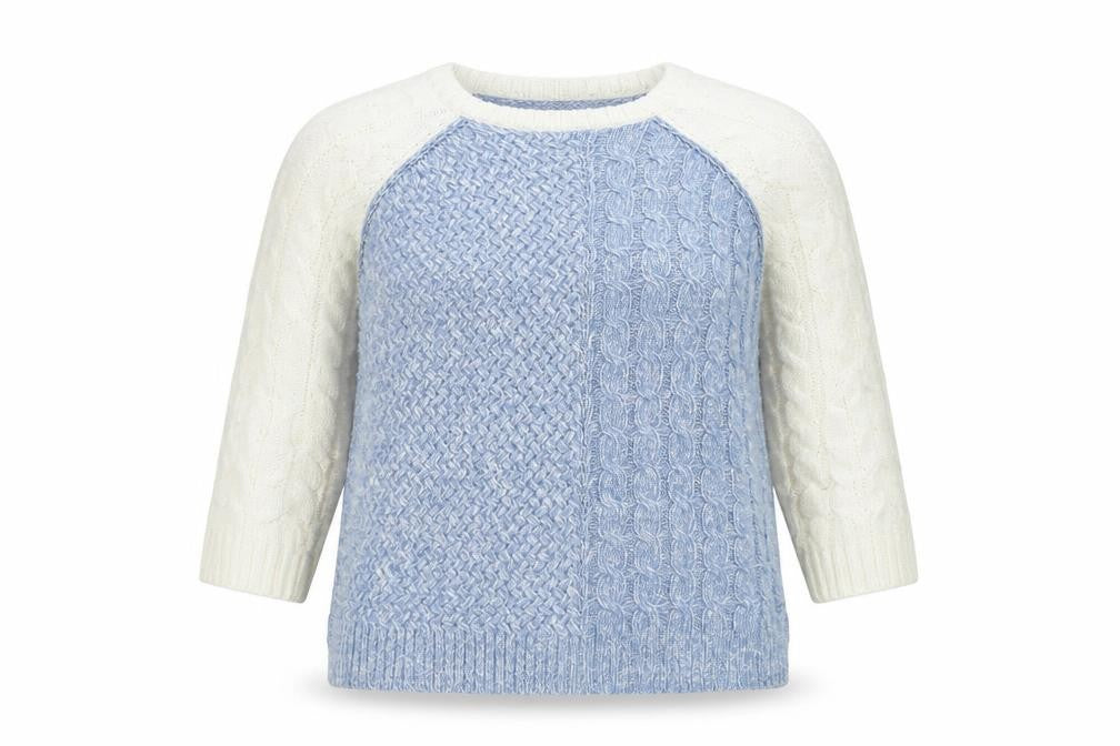 Debenhams Women Blue Crew Neck Cable Knit Pullover Jumper Size 14